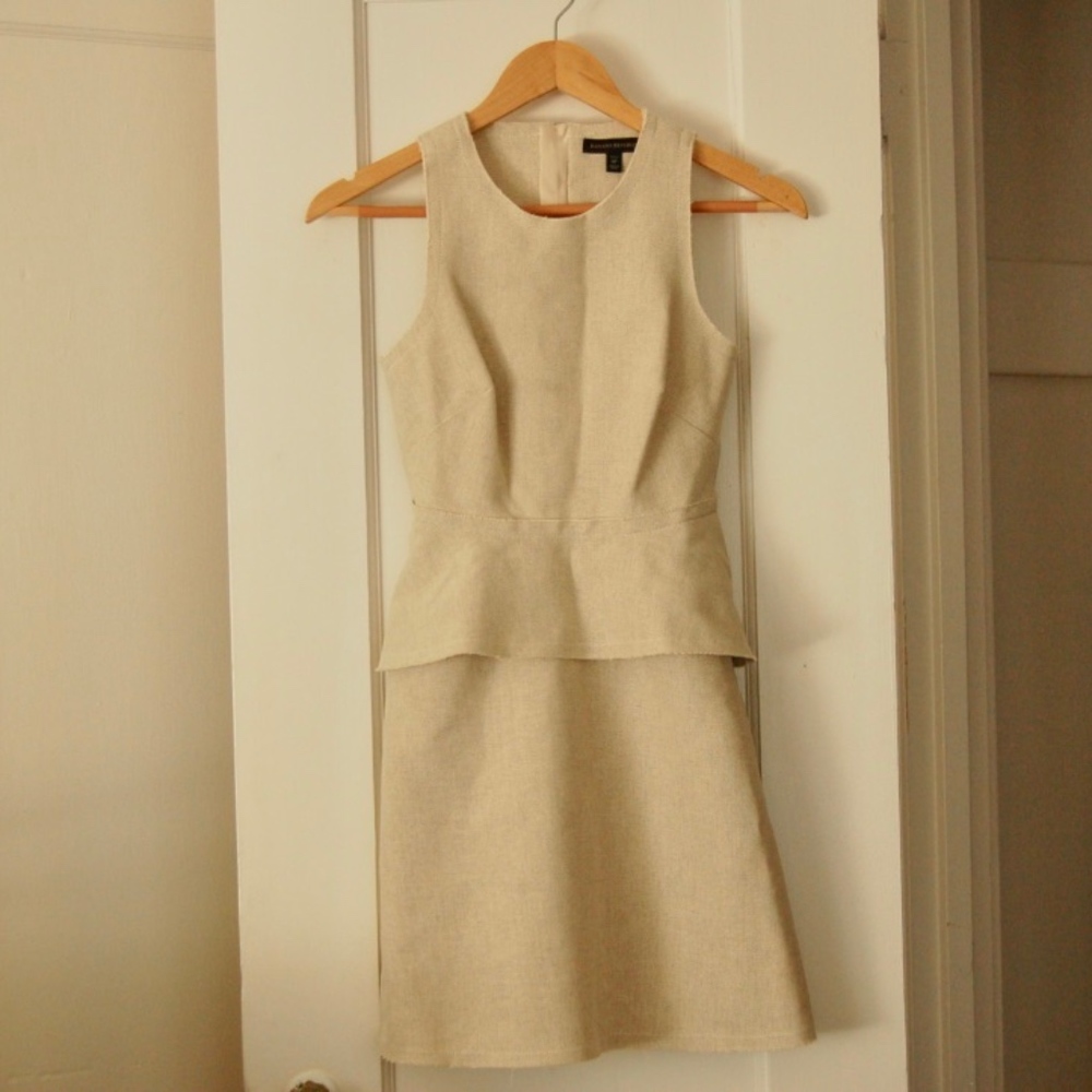 Banana Republic Linen Blend Peplum Dress White